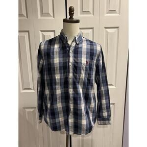 US Polo Assn. Button Down Blue Plaid Shirt Men’s Size Large‎